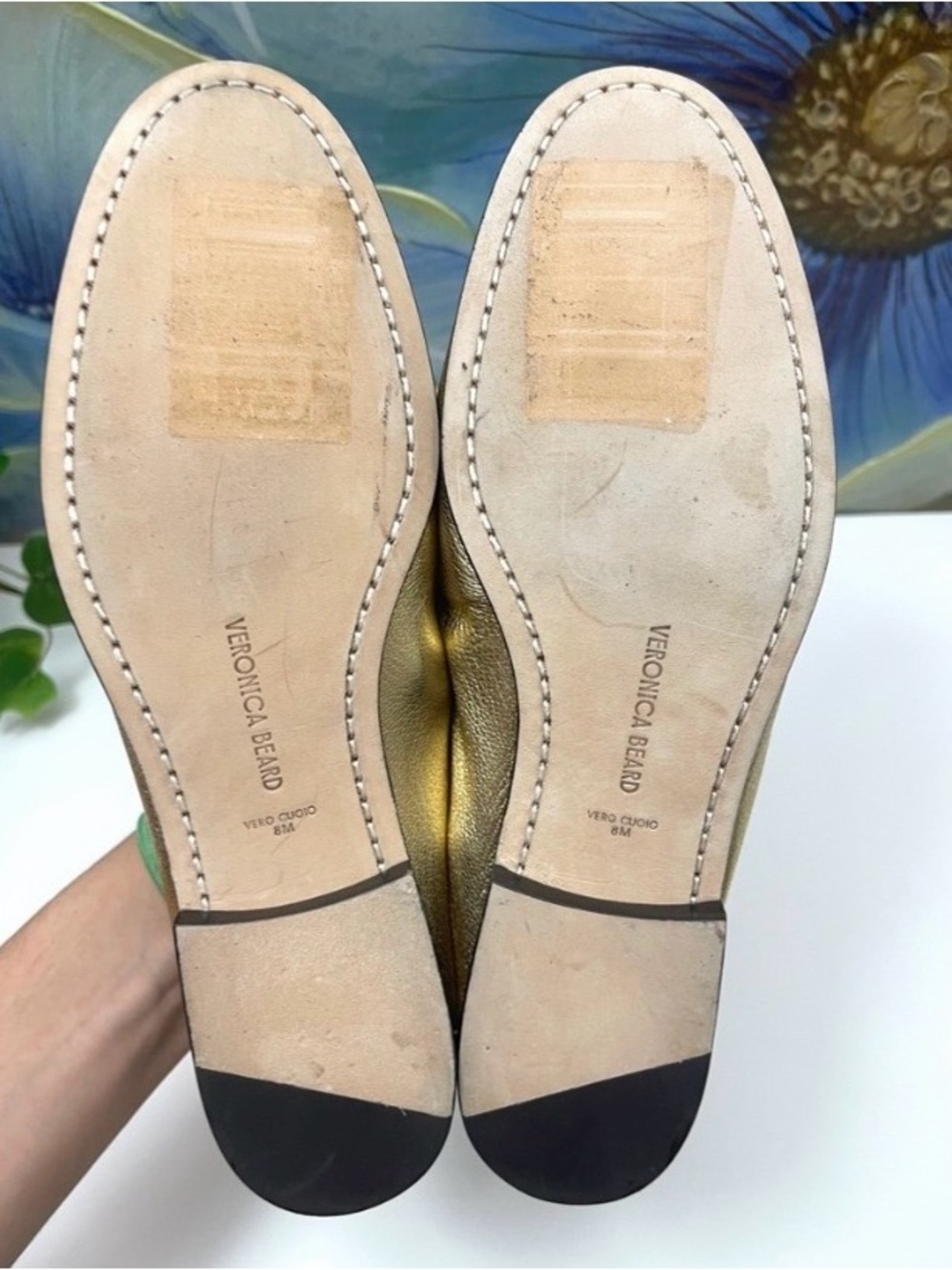 Veronica Beard Penny Loafer in Gold Size 8 - Picture 7 of 10
